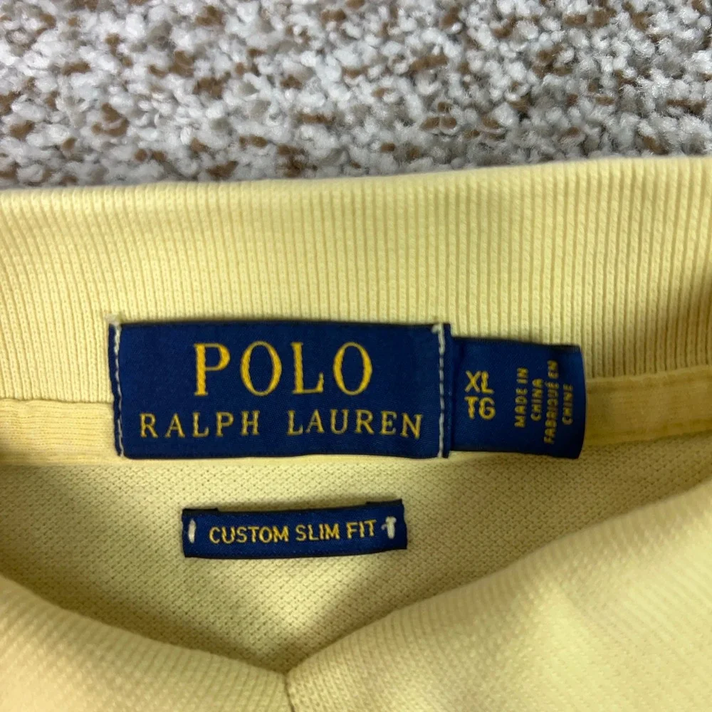 Polo Ralph Lauren Polo Shirt Mens XL Yellow Custom Slim Fit Cotton Pony Logo Top